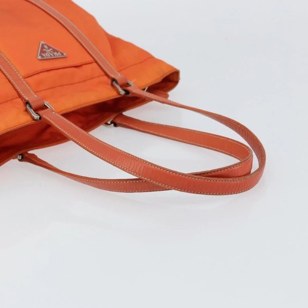 PRADA Tote Bag Nylon Leather Orange Silver Auth gh1423 - Picture 8 of 15